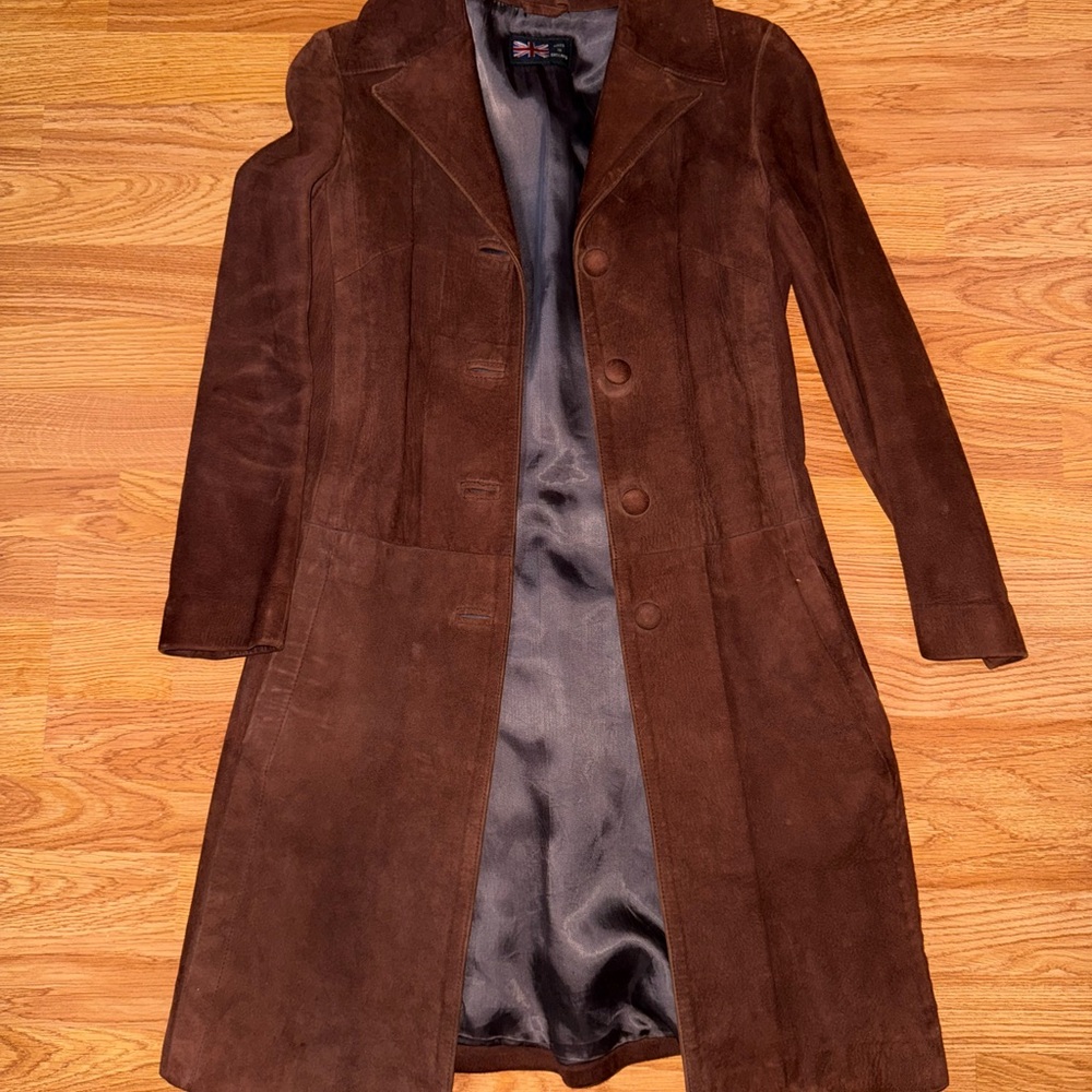 Brown House of Suede Long Coat
